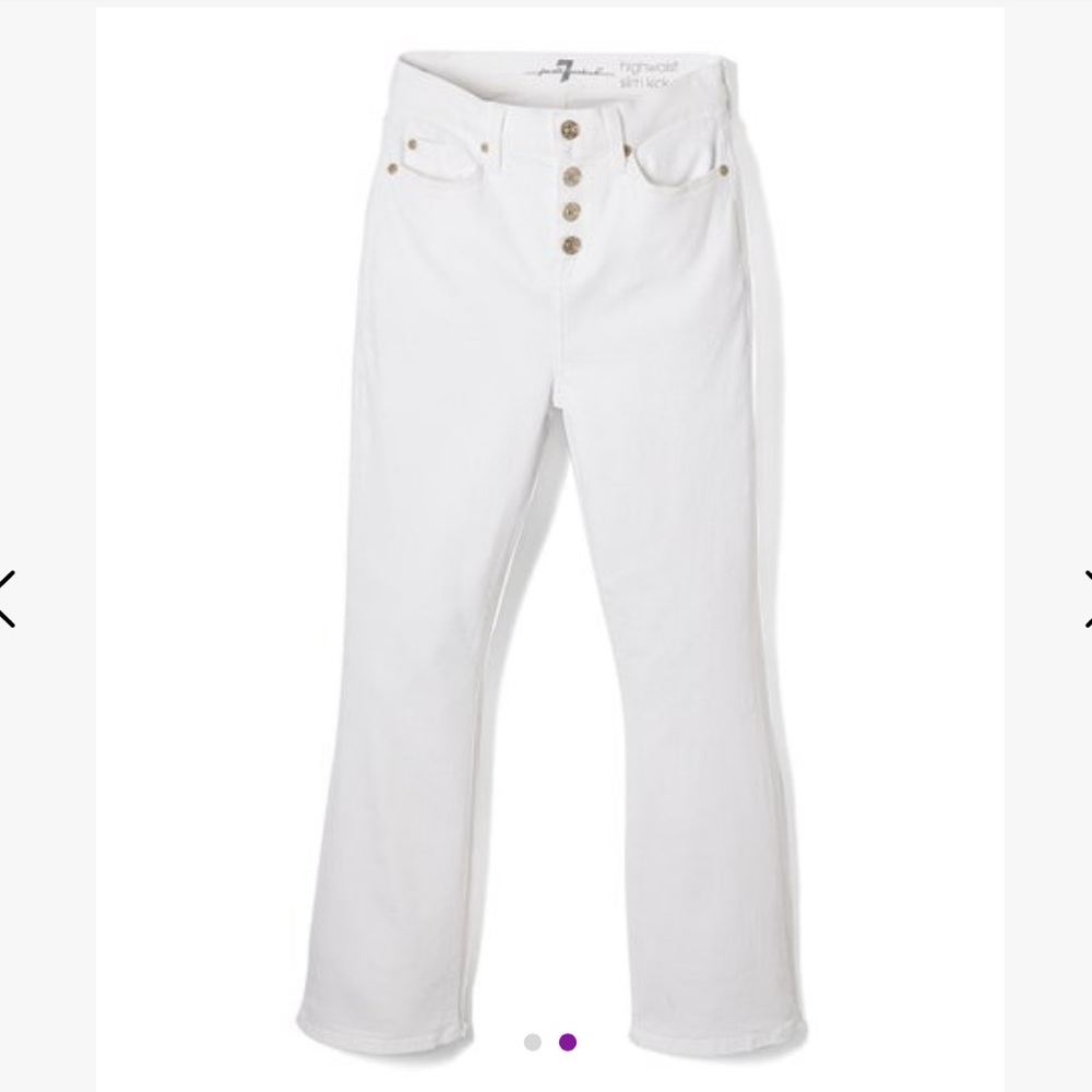 7 for all mankind white high rise slim kick jeans